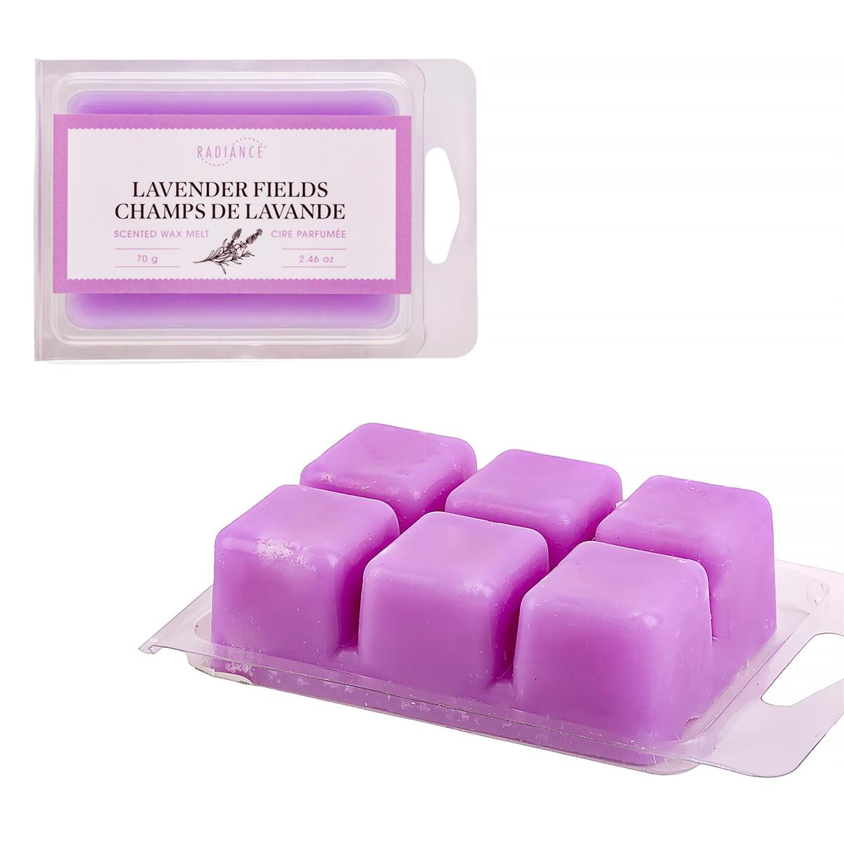 6pc Frosted Scented Wax Melts, Lavender Fields, PVC box, 8/tray
