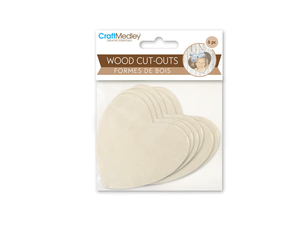 Craftwood: 6pc Wood Cut-Outs 7.1*7.1cm A) Heart