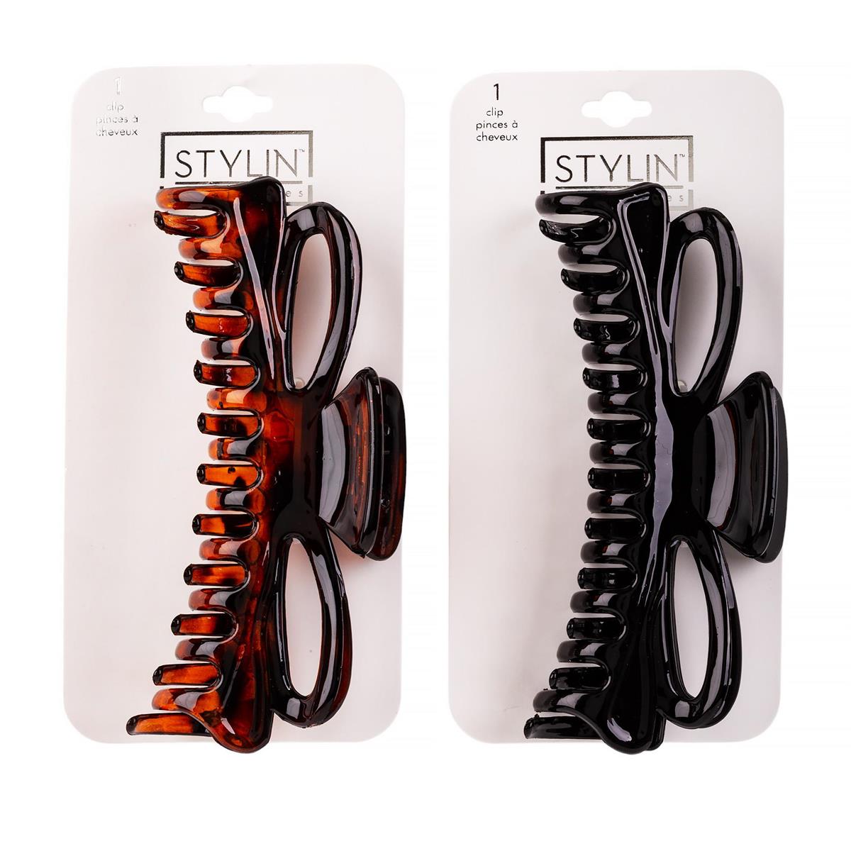 Stylin, 15cm Claw Clip, 2-asst colors, solid gloss black and clear tort, h/c