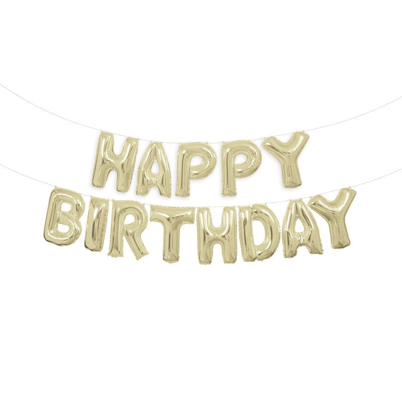 Gold Happy Birthday Foil Letter Balloon Banner Kit  14"