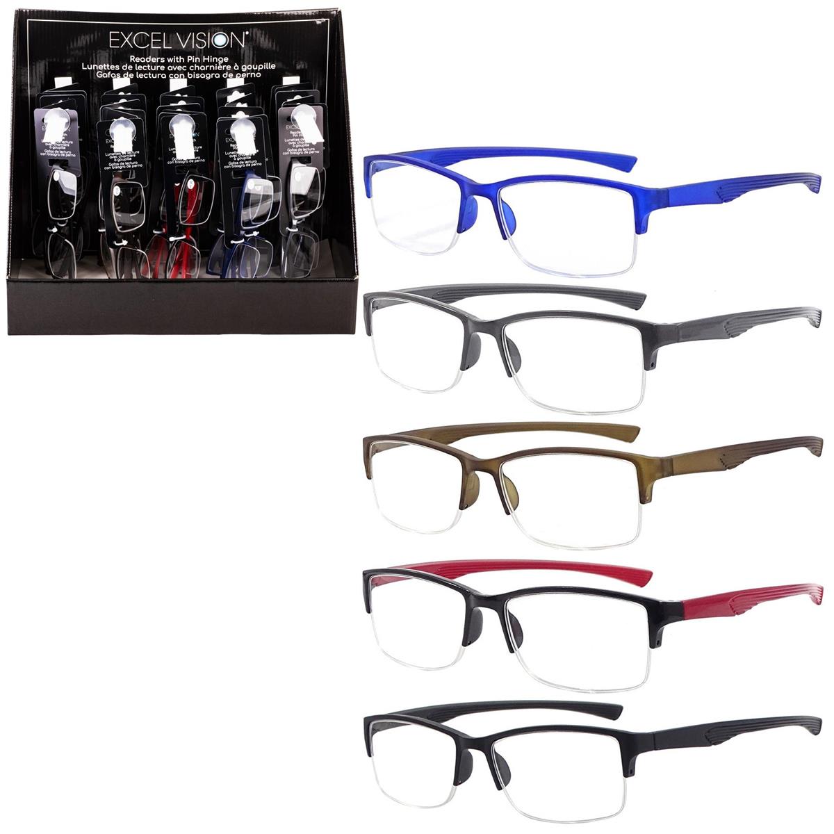 Excel V. Half-Readers ,pin hinge, 5-asst, 30/PDQ, hc