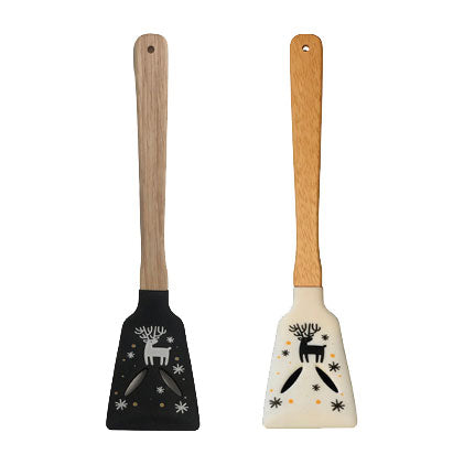 *SILICONE SLOTTED SPATULA -REINDEER-B/W