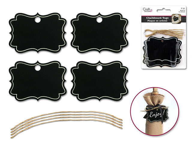 Craft Decor: Chalk-It-Up Tags w/Jute Cord x4 F) Bracket Border