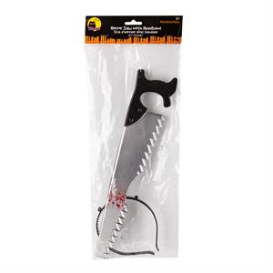Hoot Hween 14" Bloody Horror Weapon ,Saw w/ Headband,