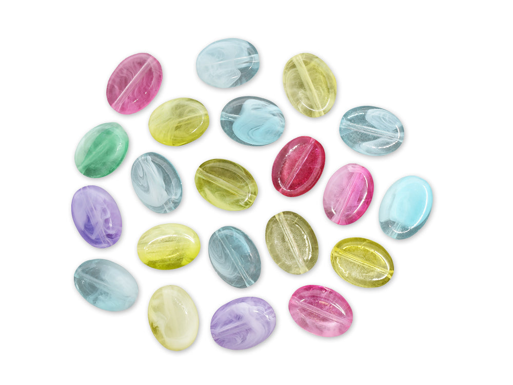 Acrylic Beads: 25g Frosted Marble Multi-Packs 17mm B) Oval