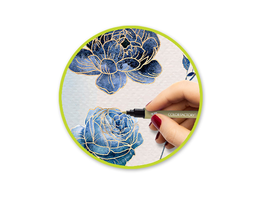 Color Factory: Metallic Dual-Tip Markers Fine+Brush 4pk Water Based B) Metallique