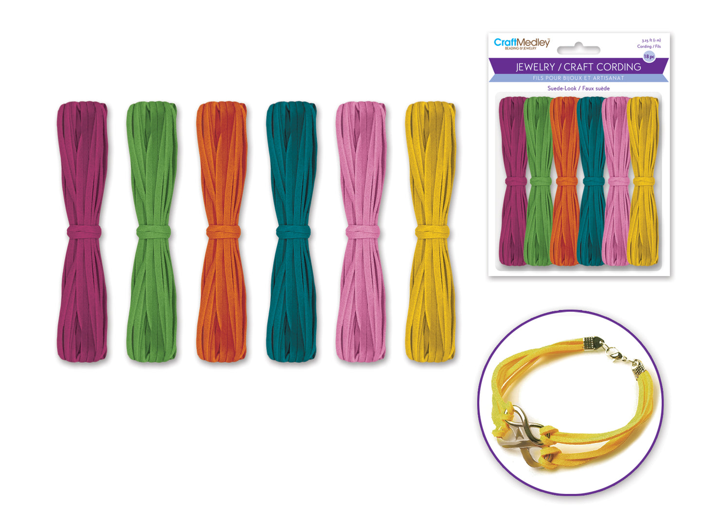 Jewelry/Craft Cord: Suede Look Asst x18m Fashion Collection