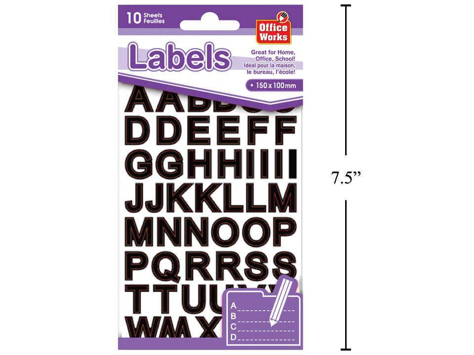 O.WKs. 10 Sheets Alphabet Labels, Bold, pbh