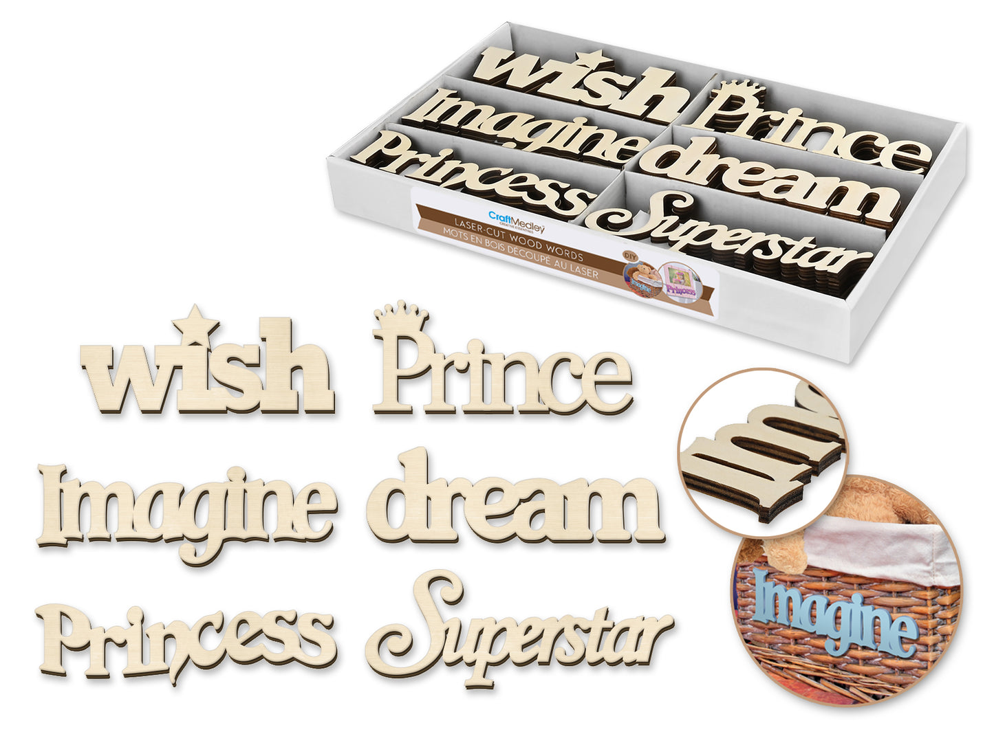Wood Craft: 17x8cm DIY Laser-Cut Words in PDQ 8eax6styles A) Encouragement