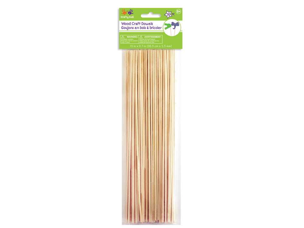 Craftwood: 12" Natural Thin Bamboo Dowel x70 (2.5mm thick)