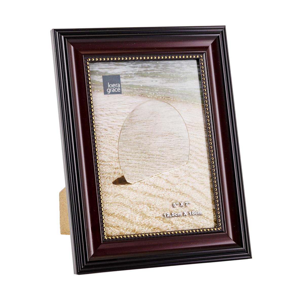 KG Lucy 5X7" Frame, Dark Brown W/GOLD BEADING ( LD S6 )