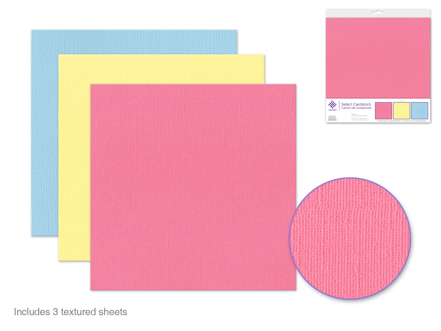 Scrapbook Paper: 12"x12" Textura Select Cardstock x3 Asst Pre-Packaged 04) Pastels
