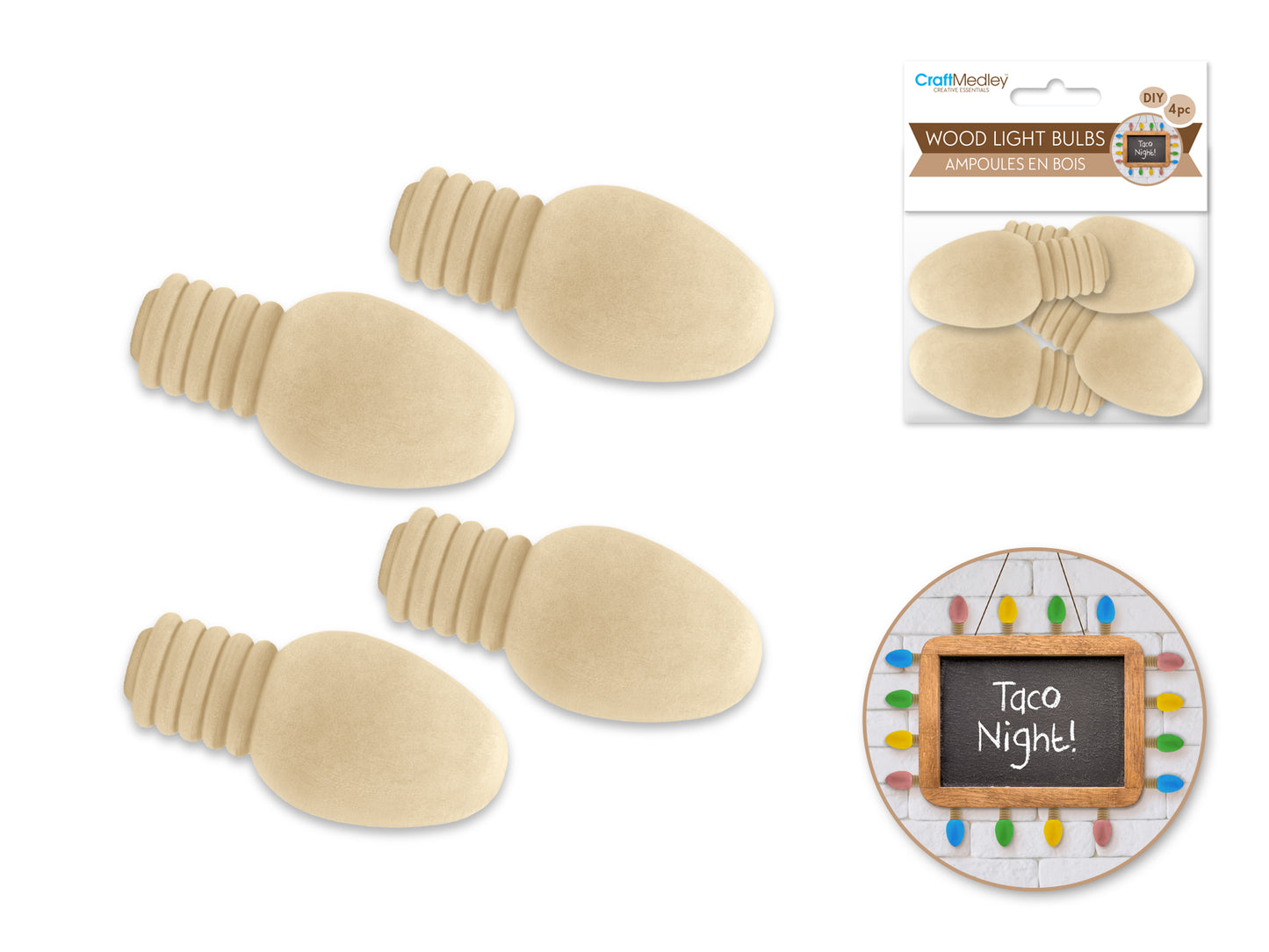 Craftwood: 0.9"x2" Light Bulbs 4pc