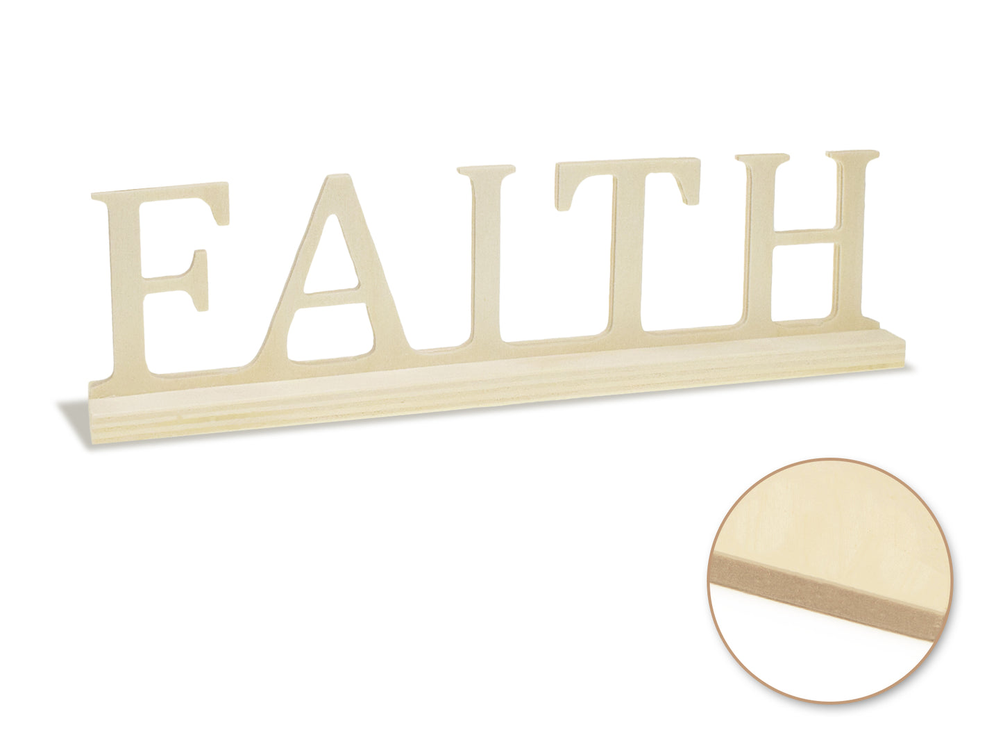 Wood Craft: 9.45" DIY Word Decor w/Base- Standing G) Faith