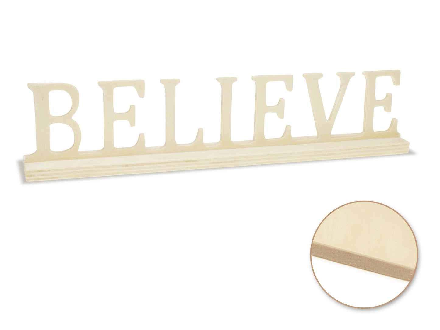 Wood Craft: 9.45" DIY Word Decor w/Base- Standing I) Believe