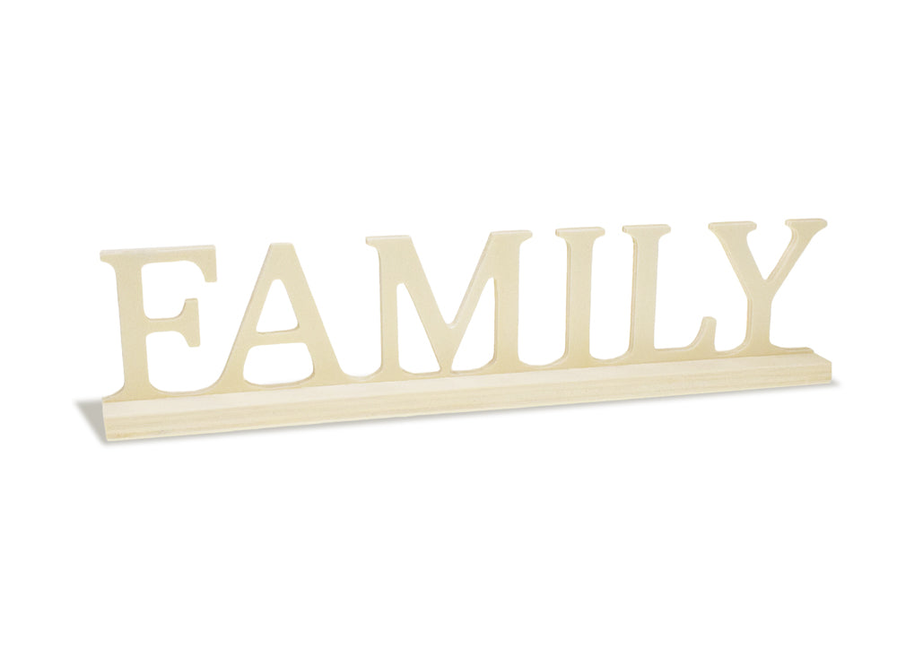 Wood Craft: 9.45" DIY Word Decor w/Base- Standing H) Family
