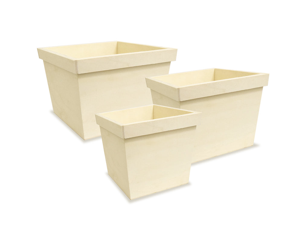 Wood Craft: 7.3"/6.1"/4.9" DIY Garden Pot Square Set/3