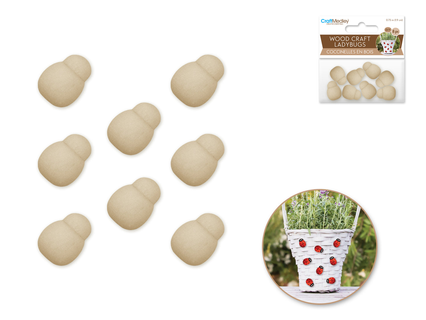 Wood Craft: 3/4" Mini Ladybugs 8pc