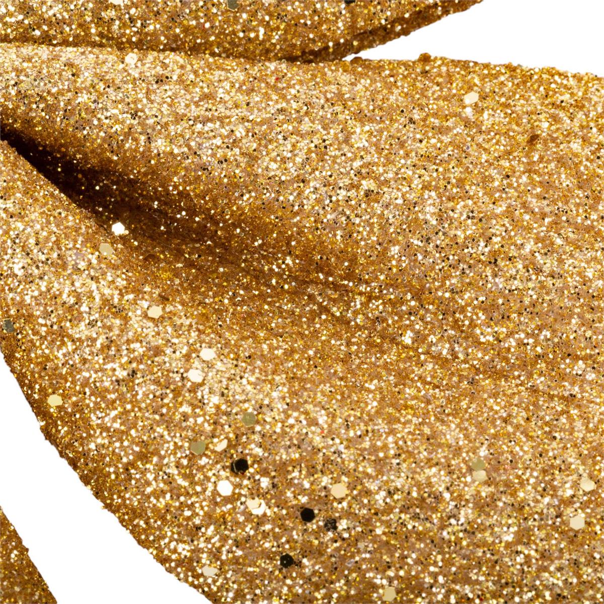 DECO.N 2pk 5X5" Glittery Gold Fabric Bow, T.O.C.