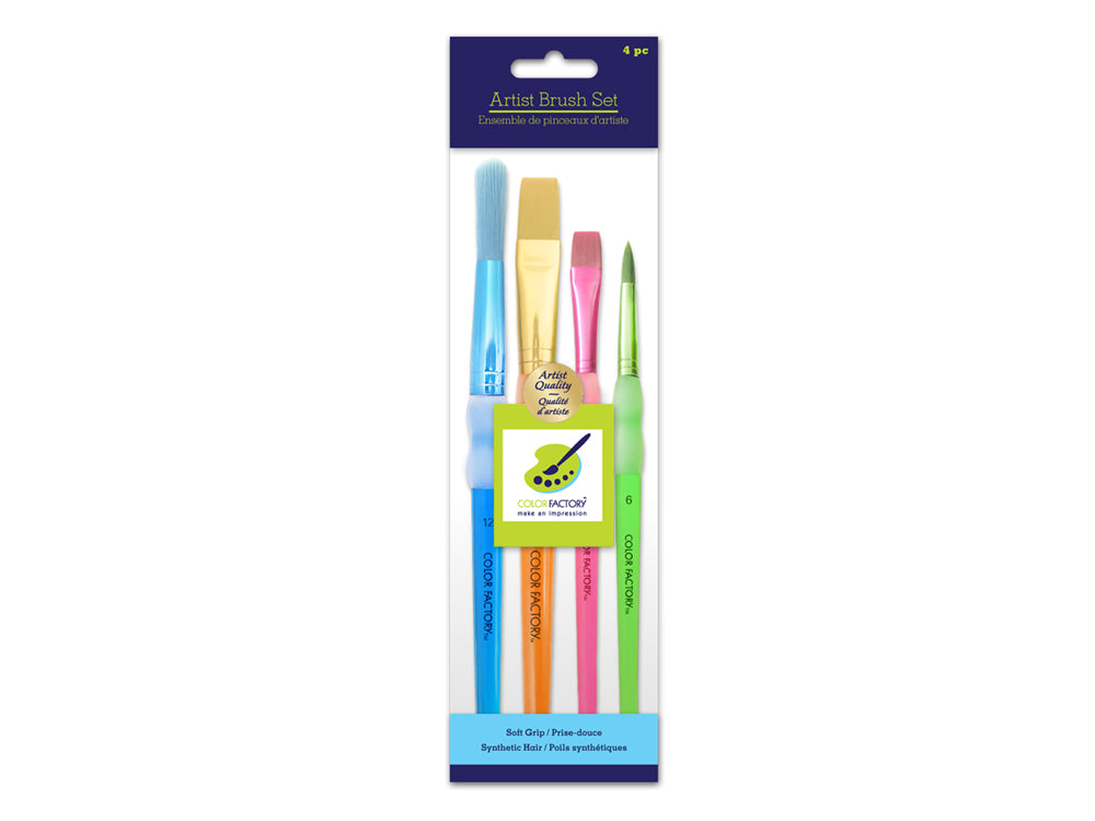 Artist Brush Set: Color-Trend Soft-Grip x4 Plastic Handle