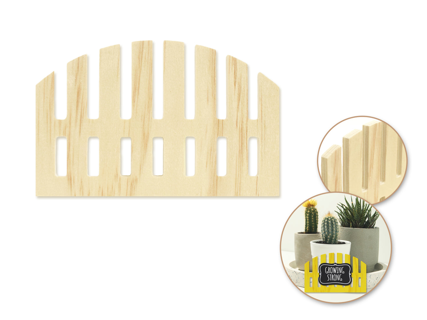 Wood Craft: 6.7" DIY Picket Fence 6.5mm(T) B) Curve