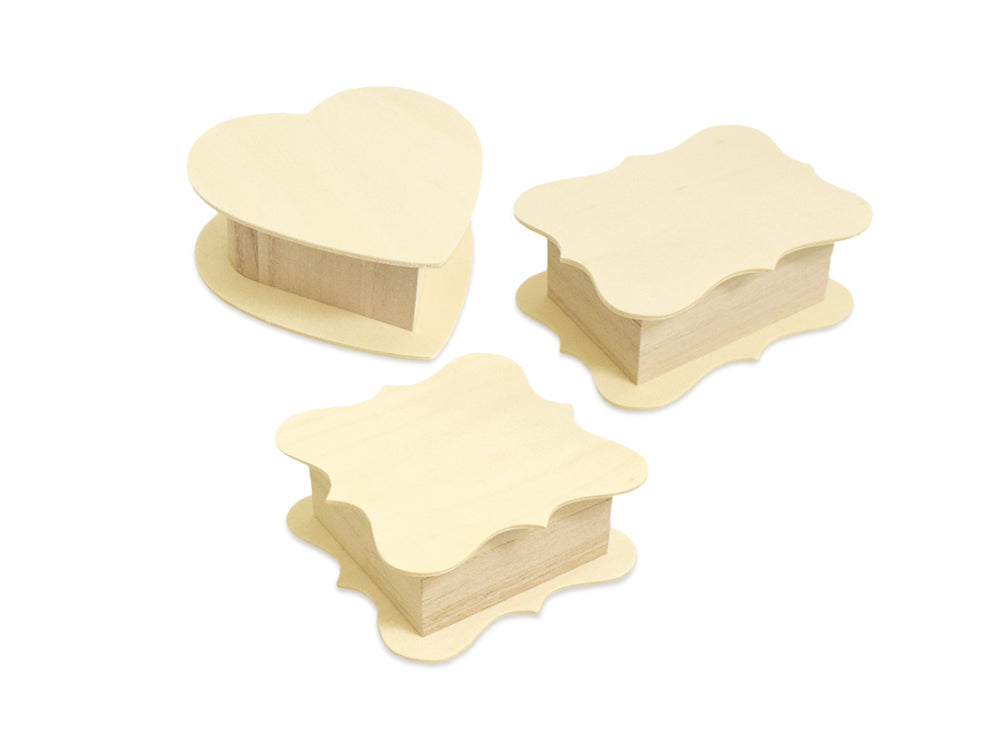 Wood Craft: 4.3"x1.7" Keepsake Box w/Snap Lid Asst 12eax3stl A) Flair Series