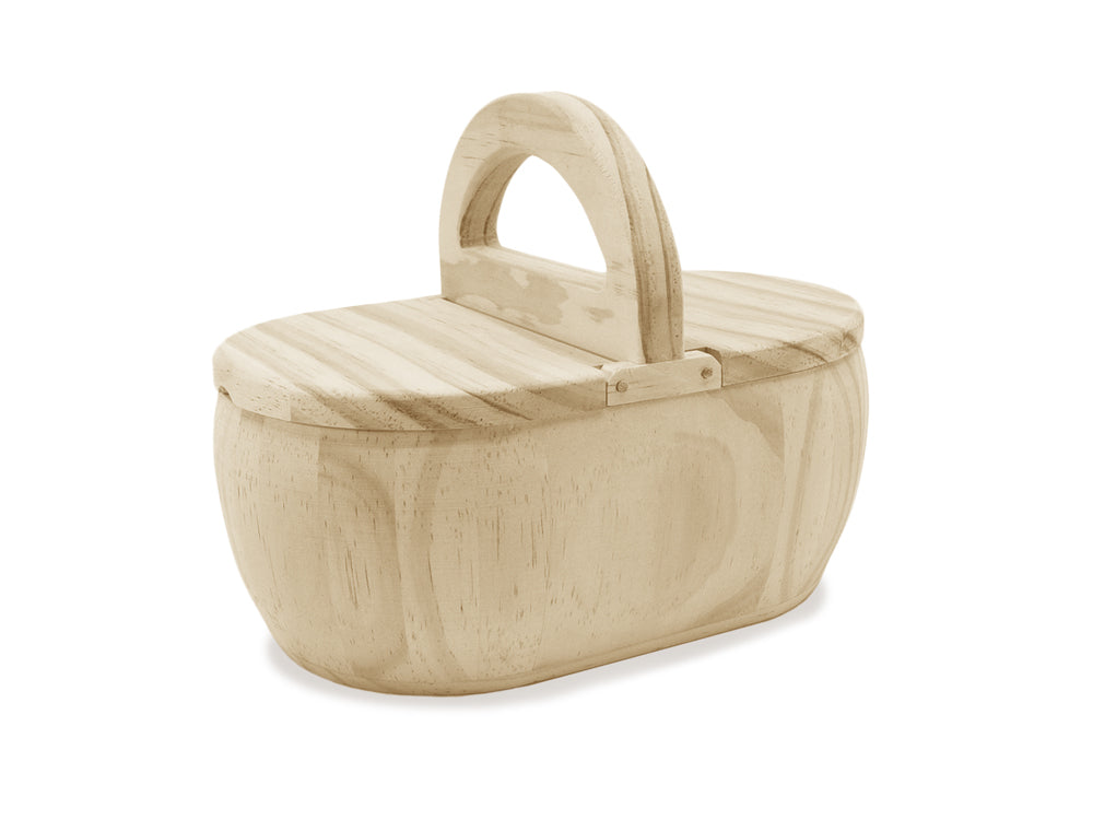 Wood Craft: 8.1"x5.1"x6.3" DIY Picnic Basket w/Lids