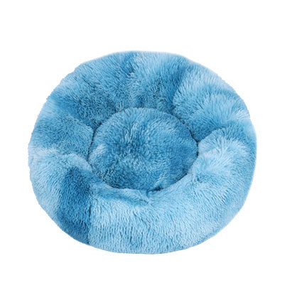 FLUFFY ROUND PET BED-BLUE TIE DYE-40CM 40cm Dia *1