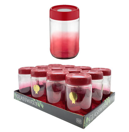 GLASS JAR-660ML-RED