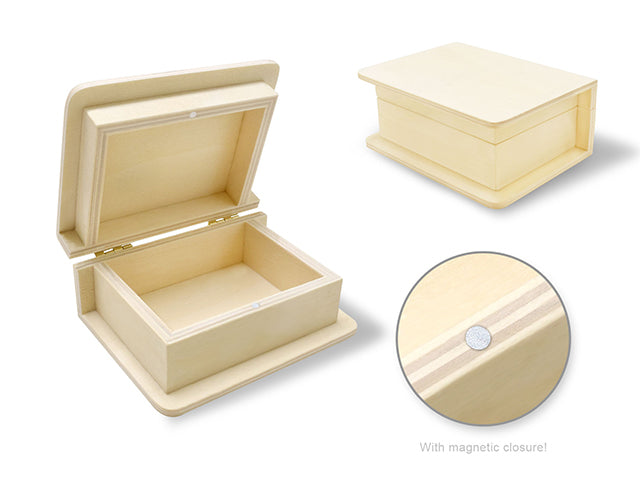 Wood Craft: 3.9"x2.9"x1.6" Keepsake Book Box w/Magnetic Closure