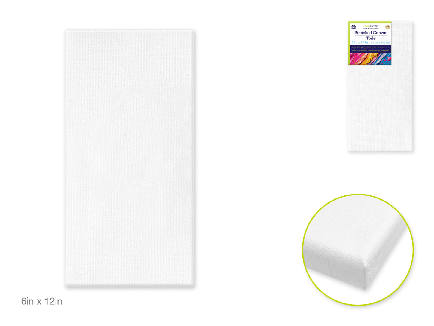 Stretch Artist Canvas: Rect. 6"x12" Primed Back-Stapled