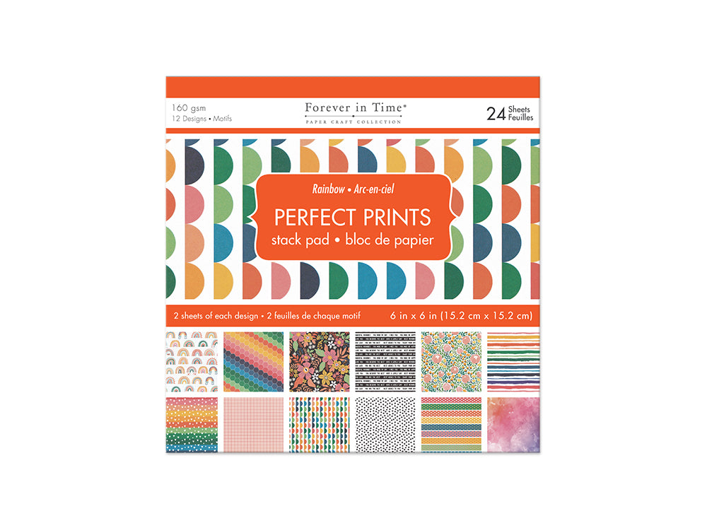 Paper Pads: 6"x6" Perfect Prints Stack Packs x24 Asst D) Rainbow