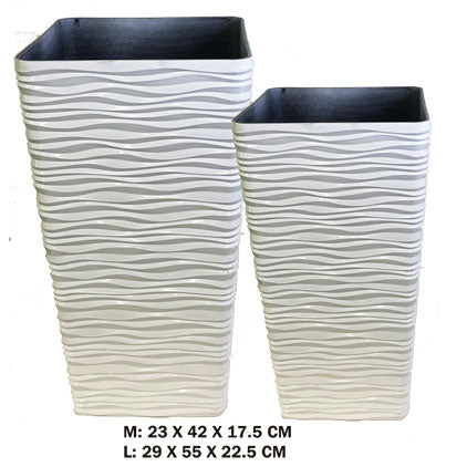 SQUARE WAVE PLANTER-6PC SET-WHITE