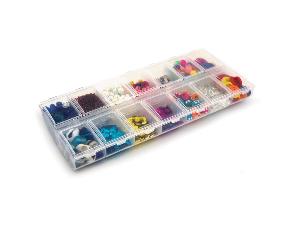 Craft/Bead Storage: 9"x4"x1" Organizer Box 14-Comp w/Snap Lids