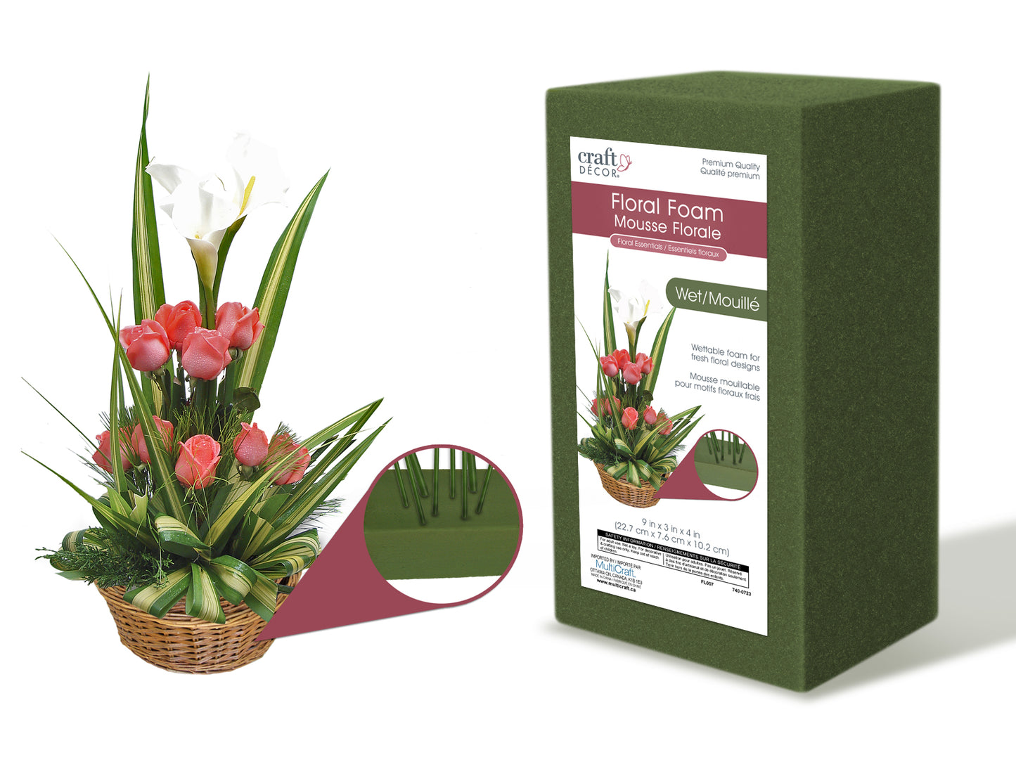 Floral Foam: For Wet Flowers 9"x3"x4" Shrinkwrapped 046501025043