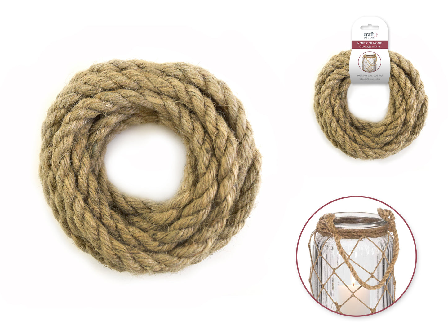 Craft Decor: Nautical Rope Jute Braided B) 10mm x 2.8m
