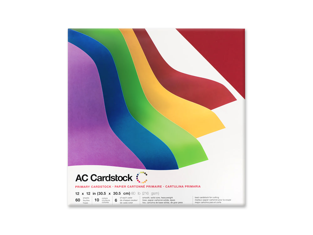 Scrapbook Cardstock: 12"x12" 80lb (216gsm) Smooth 60Sht A) Primary Medley 344850
