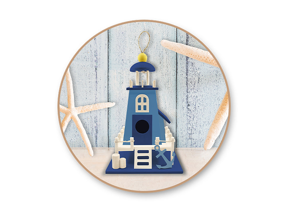 Wood Craft: 8.8"x5.7"x5.5" DIY Lighthouse Landmark w/Jute