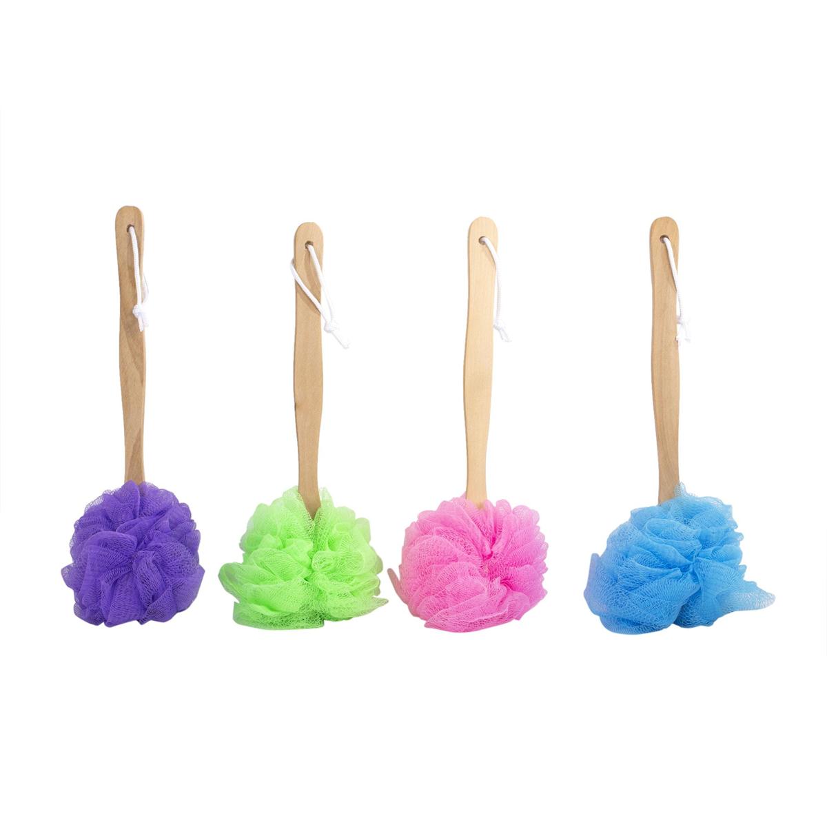 Bodico Bath Sponge w/Wood Handle,  4 col., hangtag