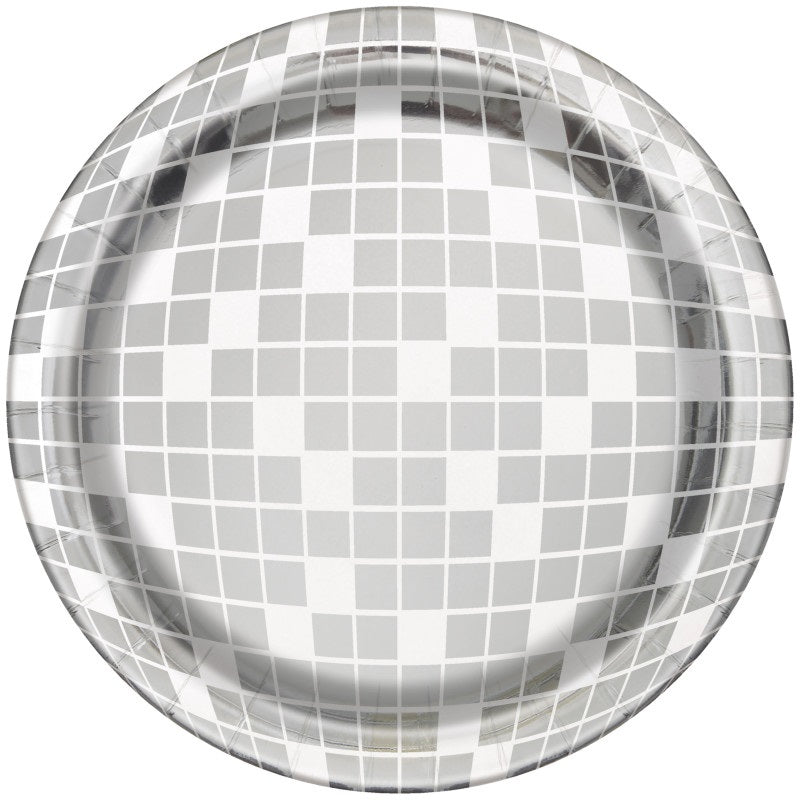 Dance Party Disco Ball Round 9" Dinner Plates  8ct - Foil Board