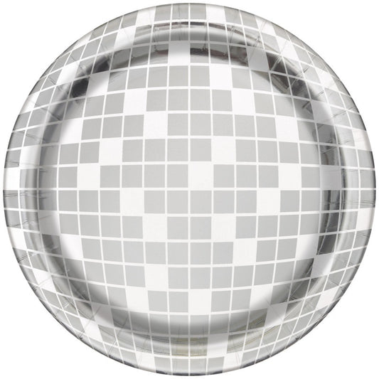 Dance Party Disco Ball Round 9" Dinner Plates  8ct - Foil Board
