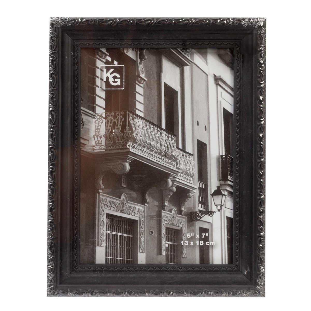 KG Claire 5X7" Frame, Black W/RAISED LEAF BORDER (AZ)