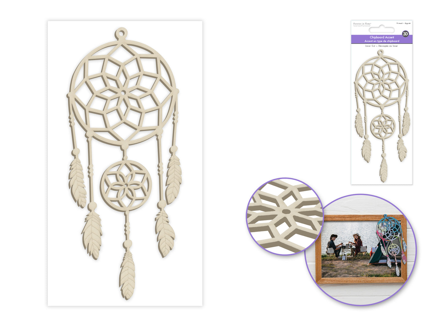 Paper Craft Embellishment: Laser-Cut Primed Chipboard Accents E) Dream Catcher