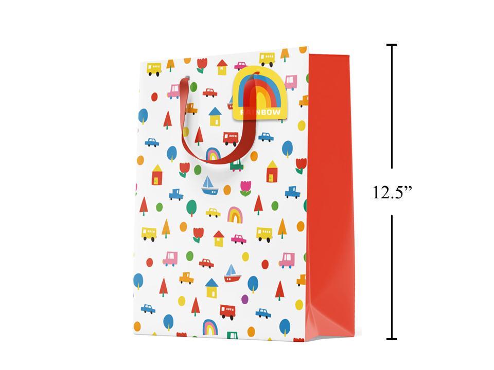 Paper T. Gift Bag, Large, Happy Rainbow, Matte/HS,