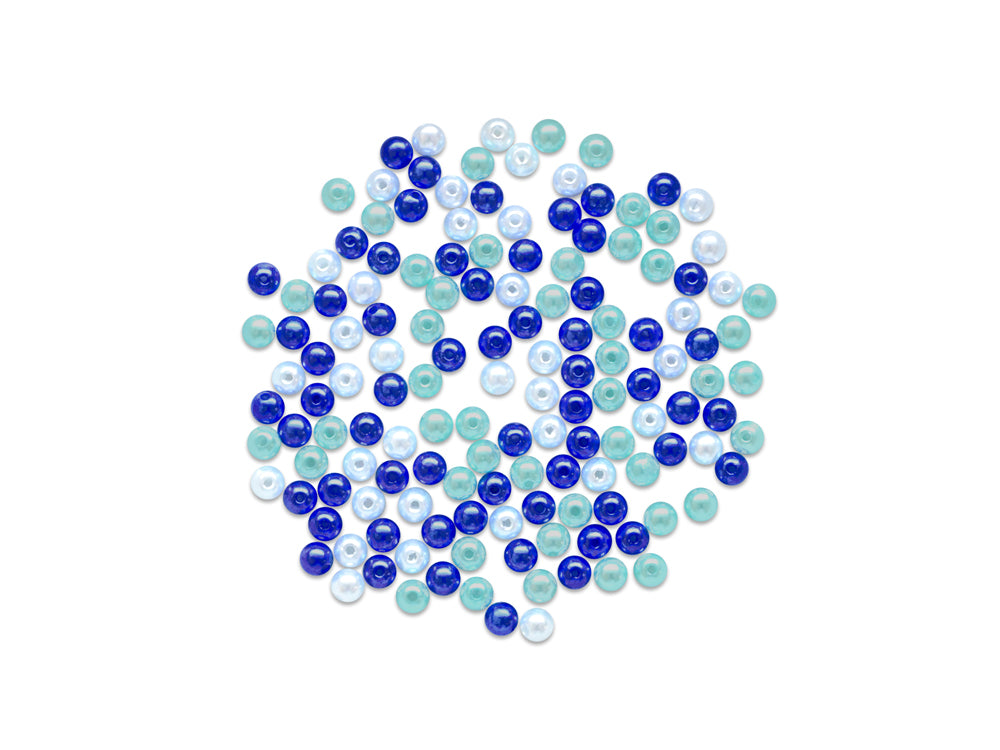 Pearl Beads: 8mm Gloss Tri-Colormix 35gms A) Blue