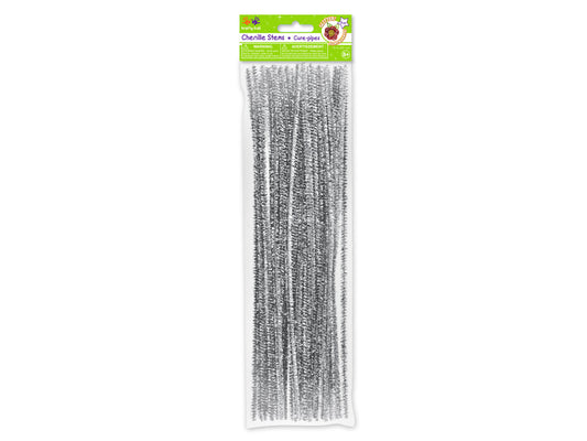 Tinsel Chenille Stems: 6mmx30cm 35/pk Glitter Pipe Cleaners D) Silver