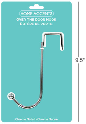Over The Door Hook Chrome Finish Single