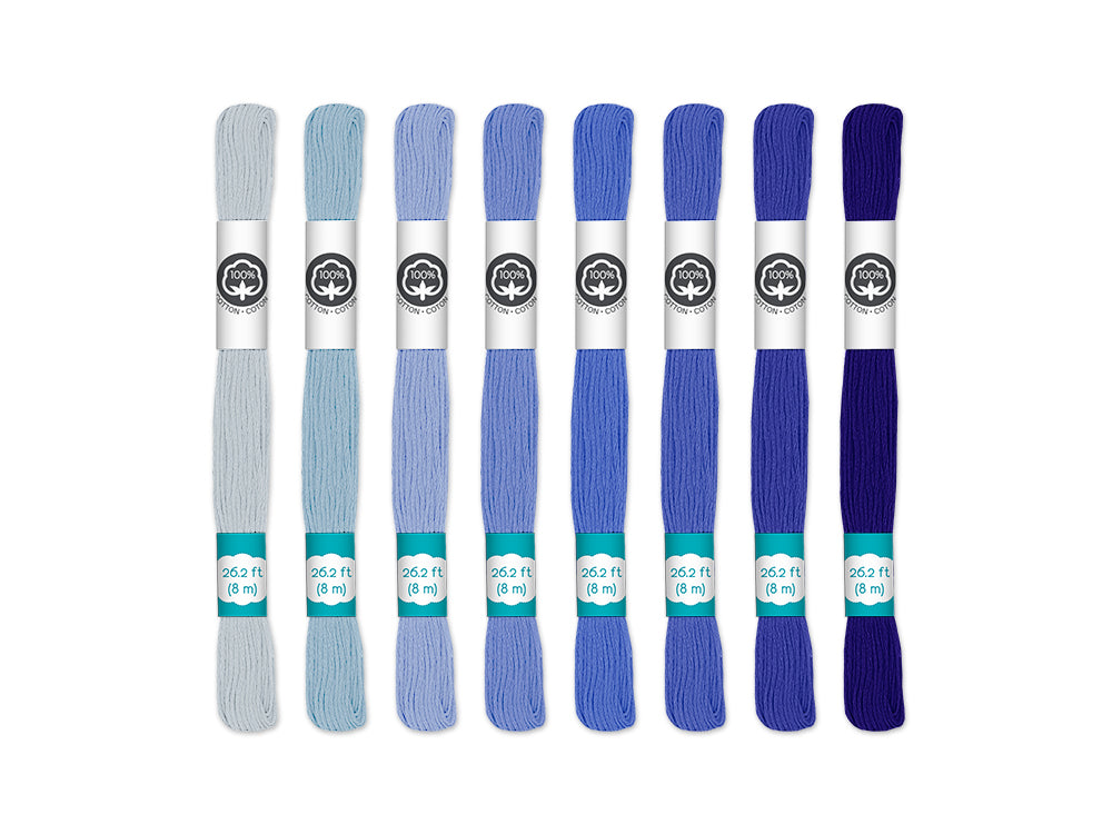 Needlecrafters: 8m Cotton Embroidery Floss 8 Hanks/pkg F) Blue Heaven