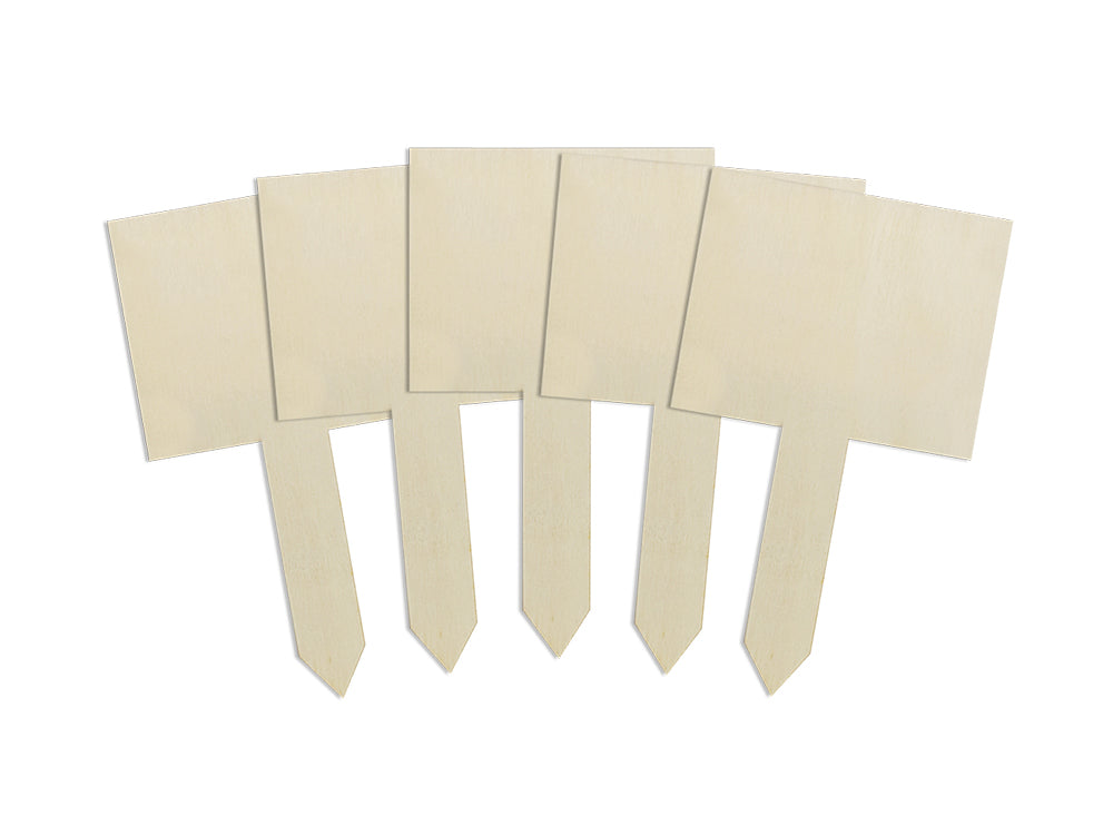 Wood Craft: Craft/Garden Sign Stakes 5"x3" 5ct A) Rectangular