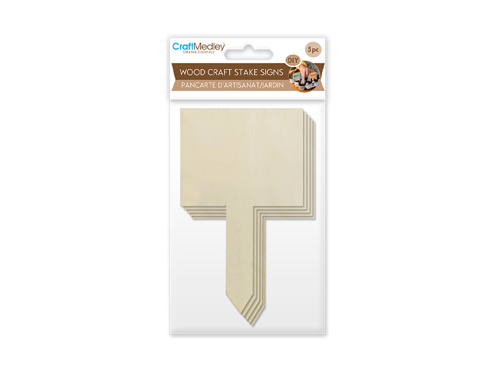 Wood Craft: Craft/Garden Sign Stakes 5"x3" 5ct A) Rectangular
